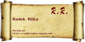 Radek Réka névjegykártya